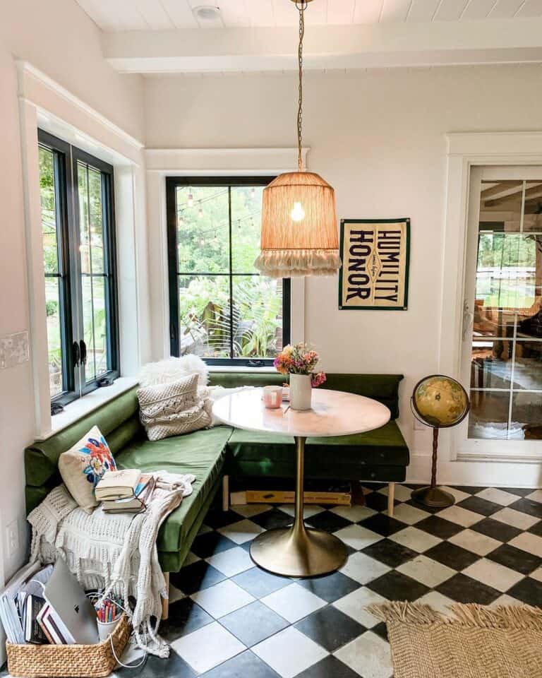 Retro Kitchen With Green Banquette