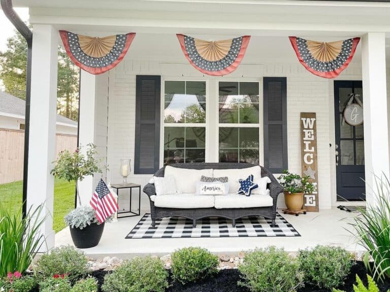 Farmhouse Front Porch With Black Décor