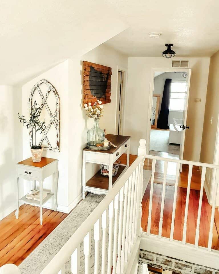 Rustic White Hallway with Wood Accents