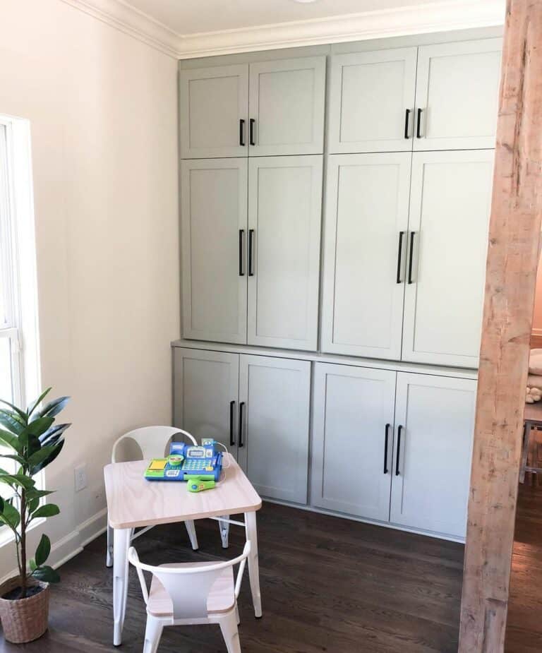 Built-in Cabinets With Black Hardware