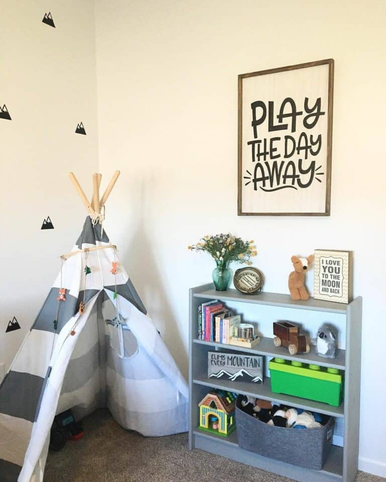 Mountain Decals on Playroom Accent Wall