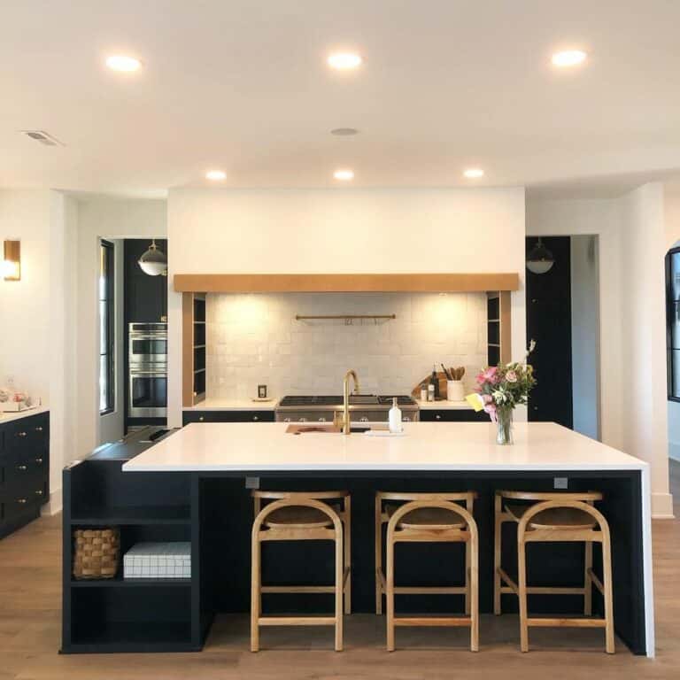 Black and White Kitchen With Ceiling Can Lights