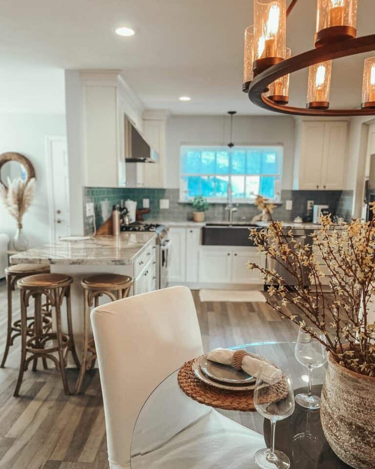 White Kitchen With White Pot Lights