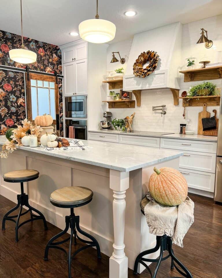 Farmhouse Kitchen With White Recessed Lighting