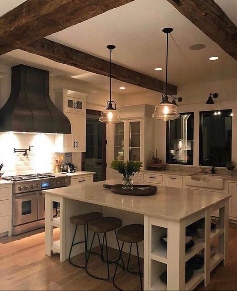 Kitchen Lighting With Pot Lights and Island Lights