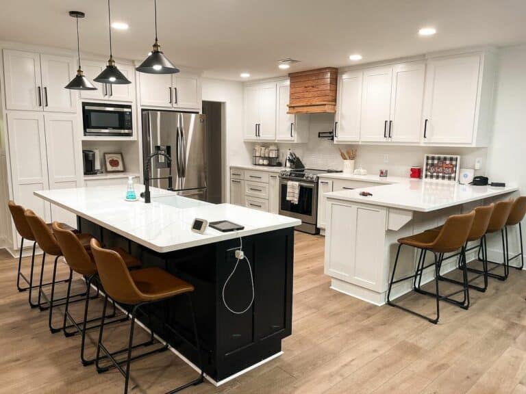 Kitchen Recessed Lighting With Black Island Lights