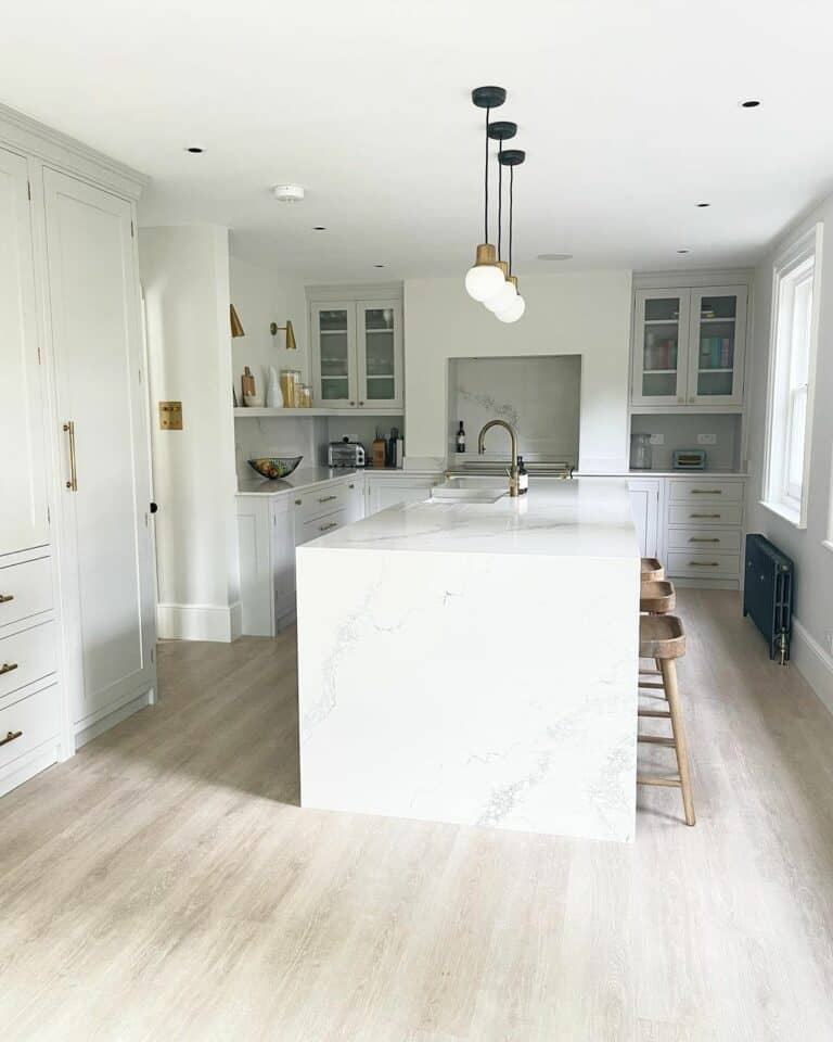 Modern Kitchen Island with Globe Lights