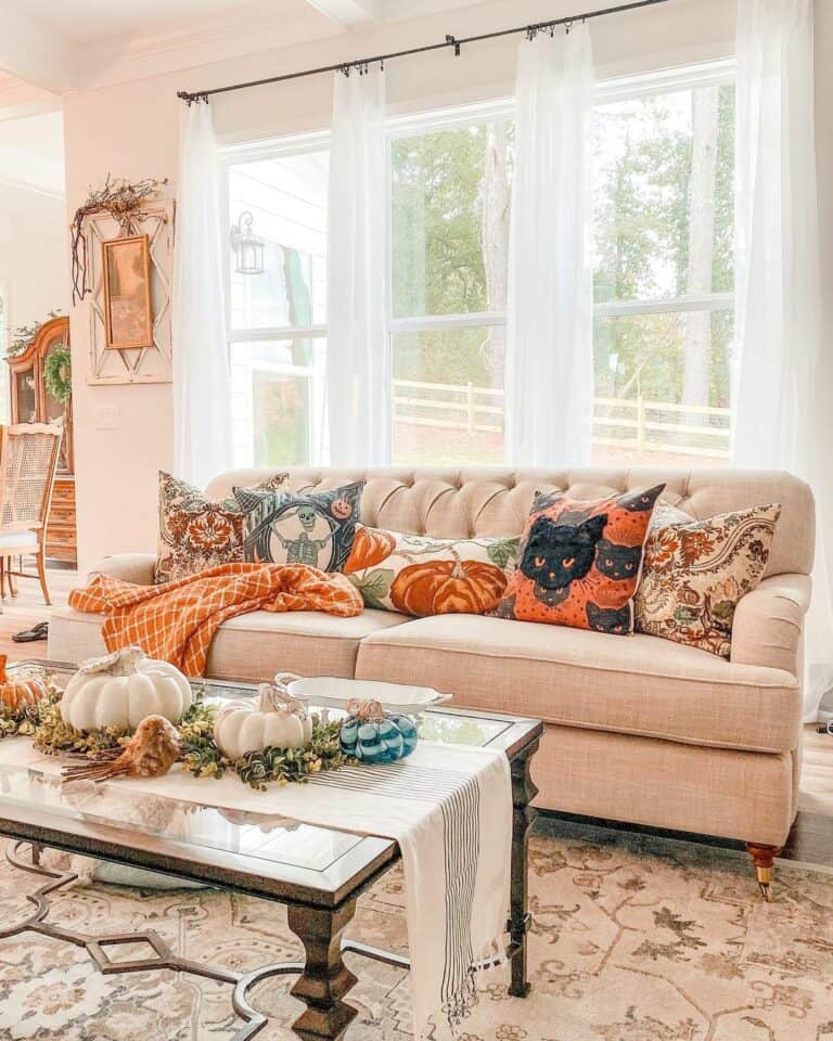 Living Room Window Treatment Ideas With Sheer White Curtains
