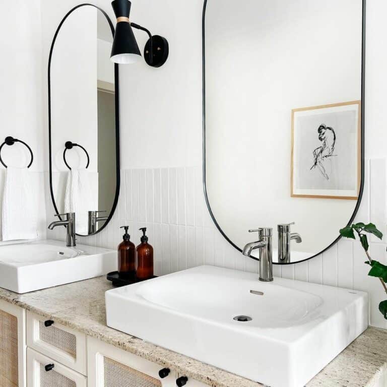 Screen Cabinets on a Modern Farmhouse Vanity