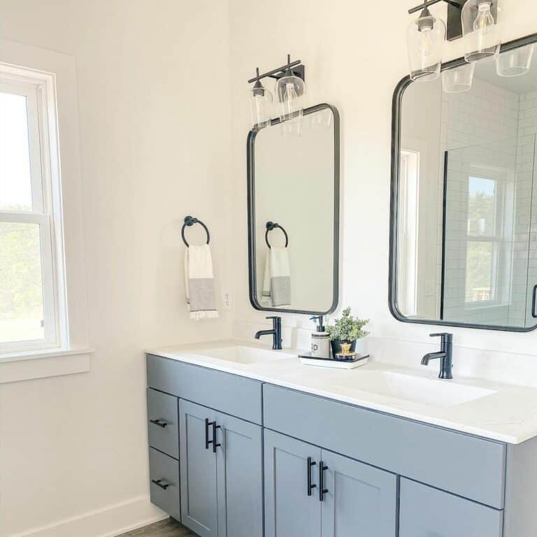 Minimalist Bathroom With Dual Sink Vanity