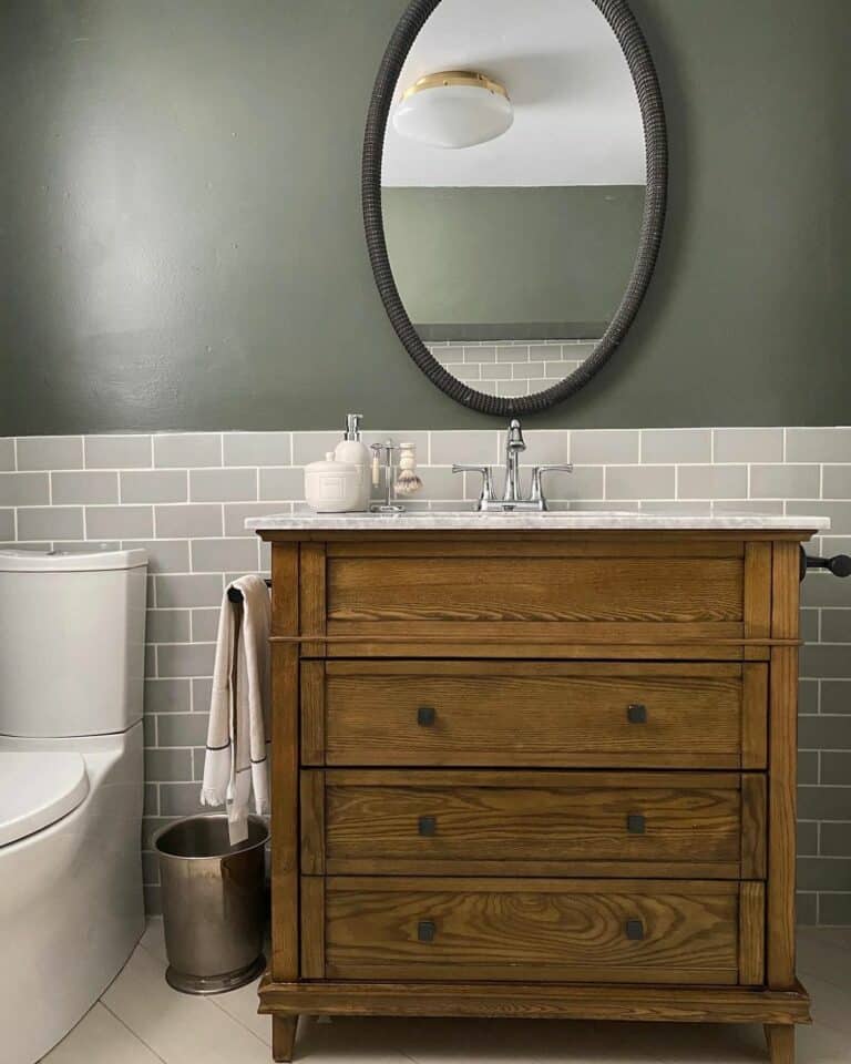 Gray Wall With Subway Tile