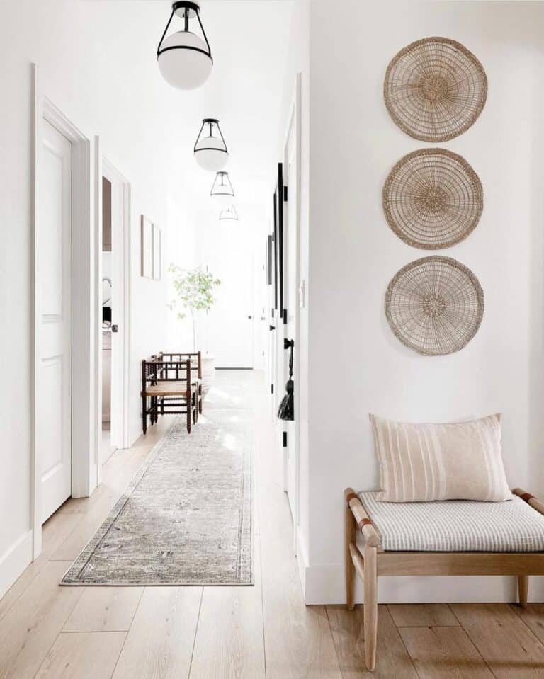Neutral Home Décor in Bright Hallway