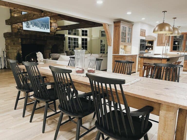 Traditional Kitchen With Gold Dome Pendant Lights