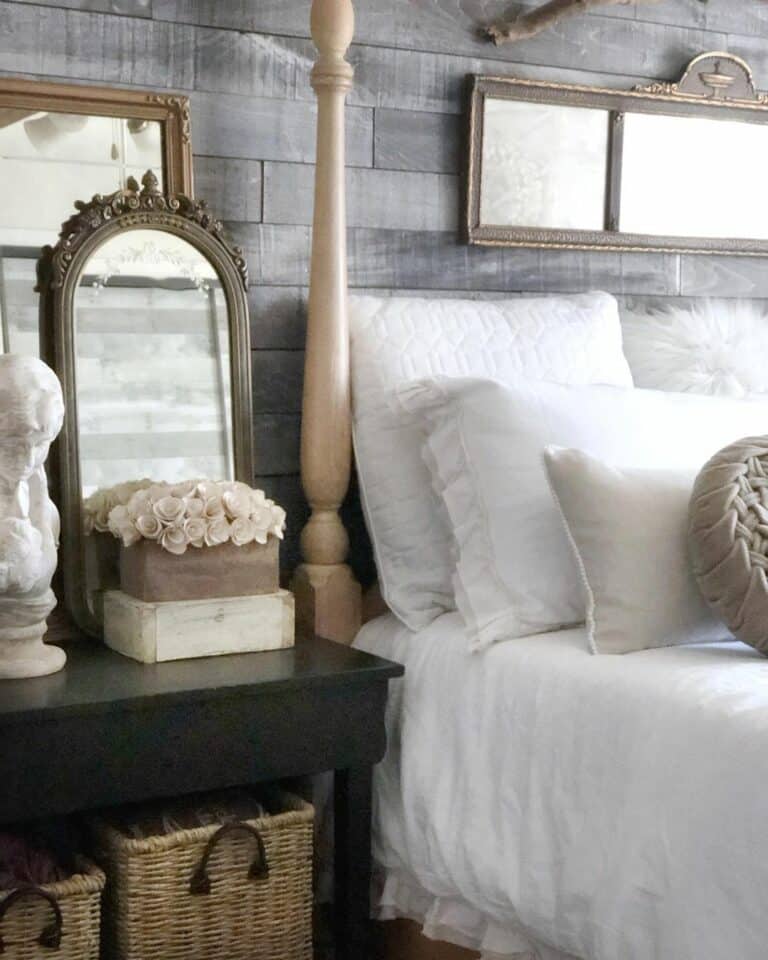 Master Bedroom With Layered Mirrors