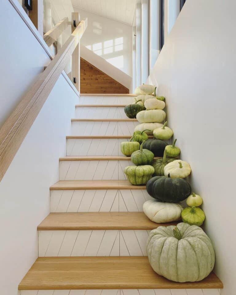White Chevron Stair Riser Staircase