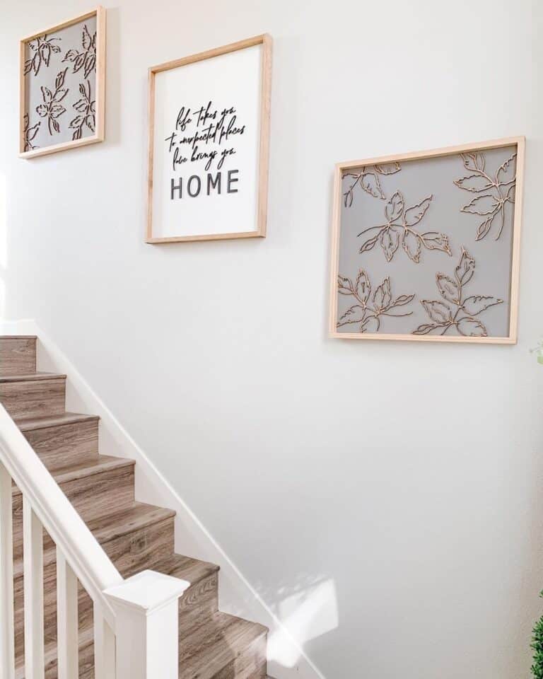 Stained Wood Tread and Riser Staircase