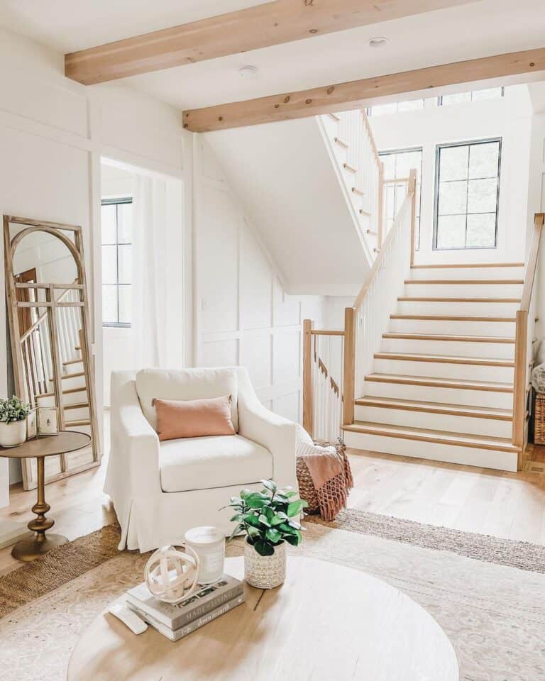 Multi Level White Riser Staircase