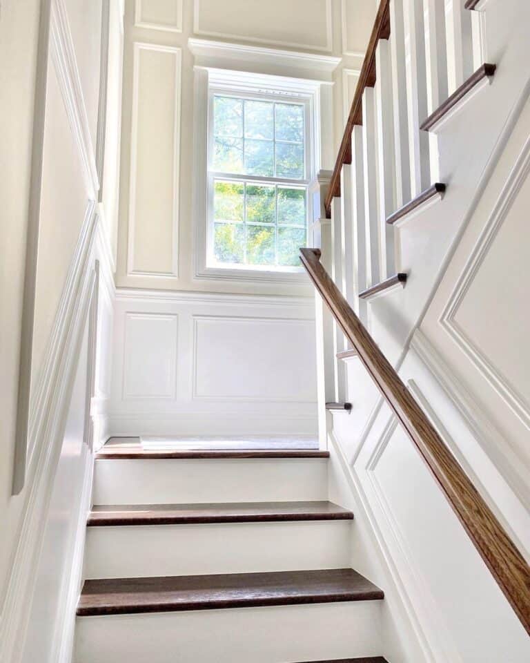 Switchback Stairs with White Painted Stair Riser
