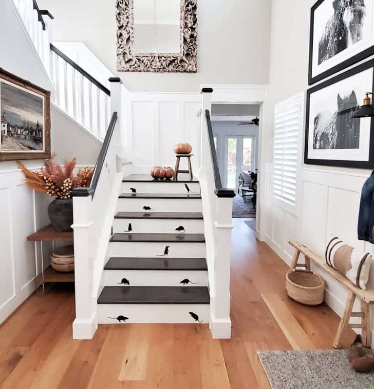 Stair Riser with Black Mice Decals