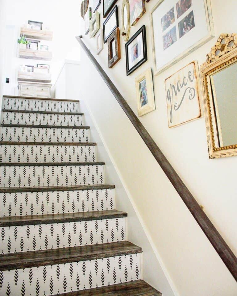 White and Black Patterned Risers