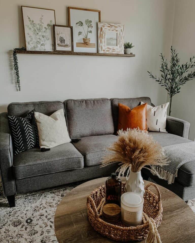 Boho Living Room Picture Shelf