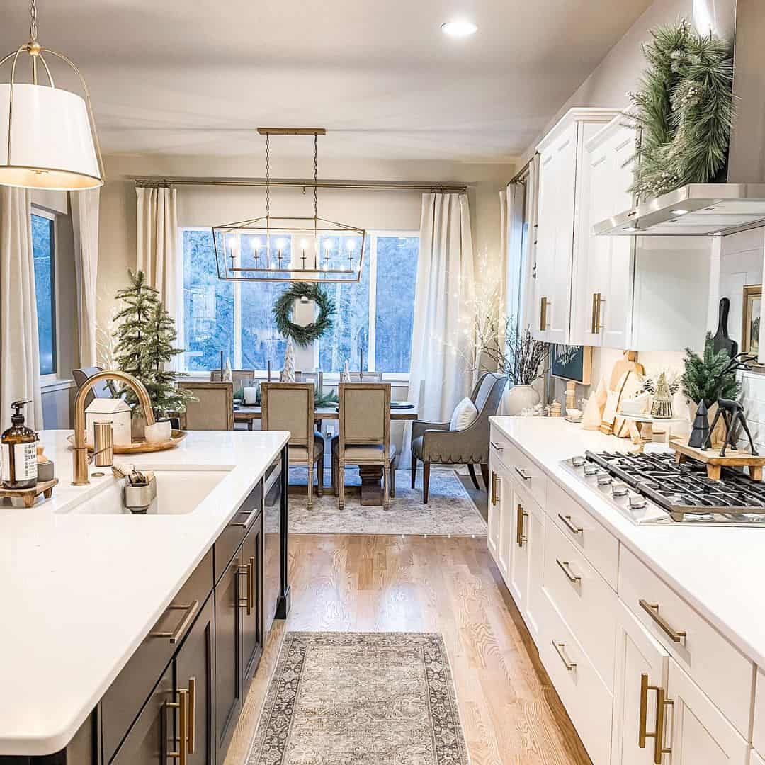 Gold Hardware Farmhouse Kitchen