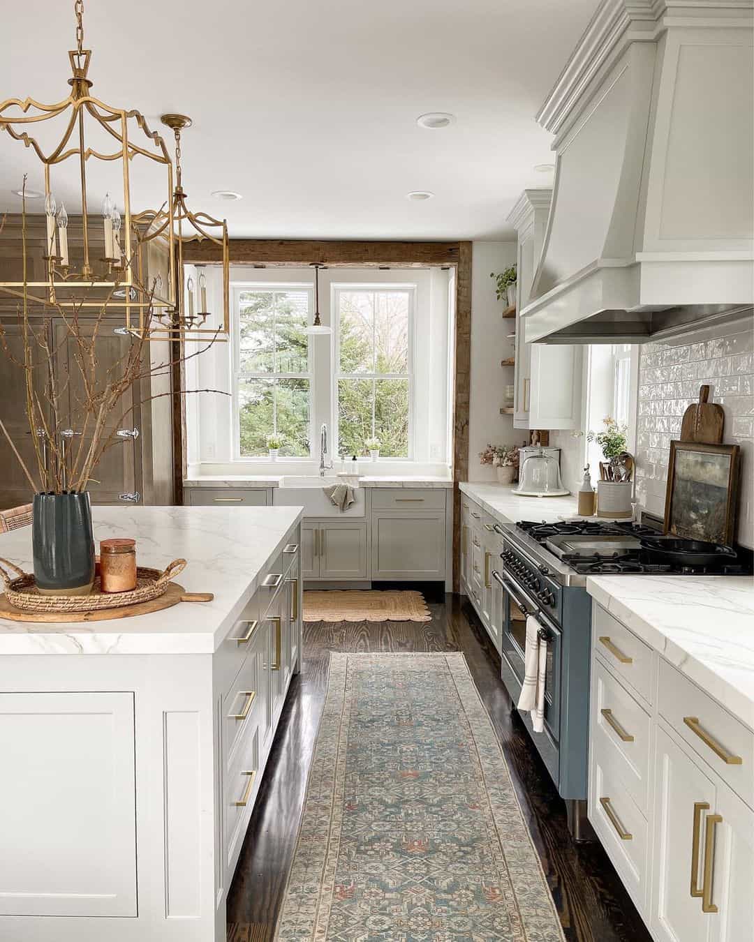 Kitchen Cabinets with Brass Hardware