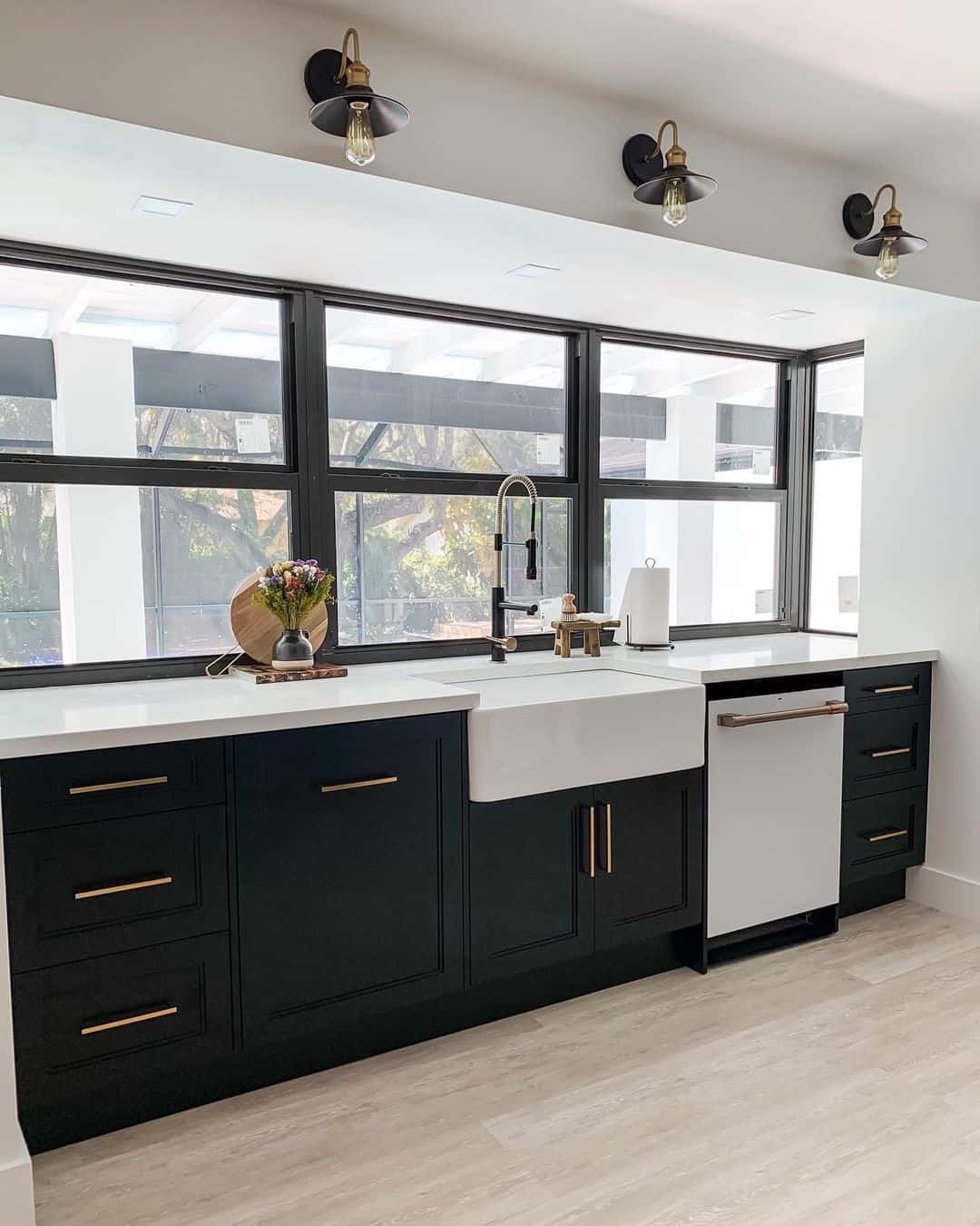 Kitchen with Modern Brass Cabinet Hardware