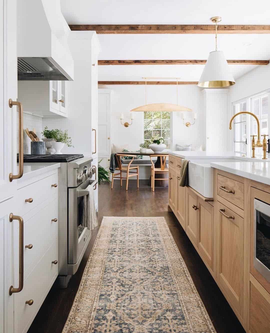 Brass Hardware White Cabinets for Kitchen