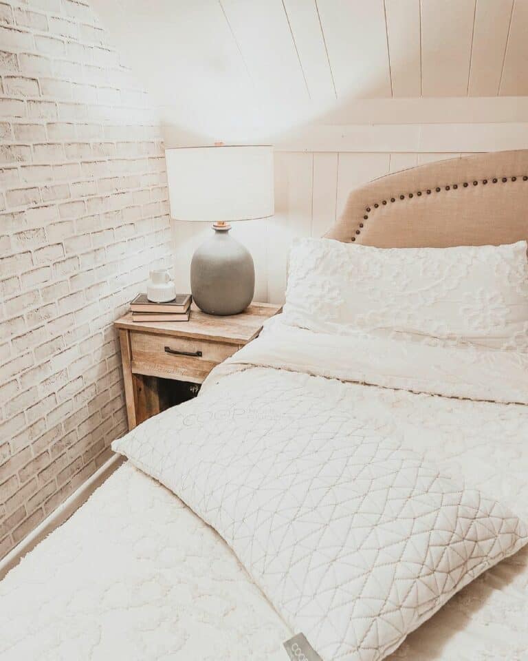 All-white Room With Brick Accents
