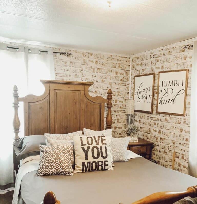 Neutral Small Bedroom With Brick Walls