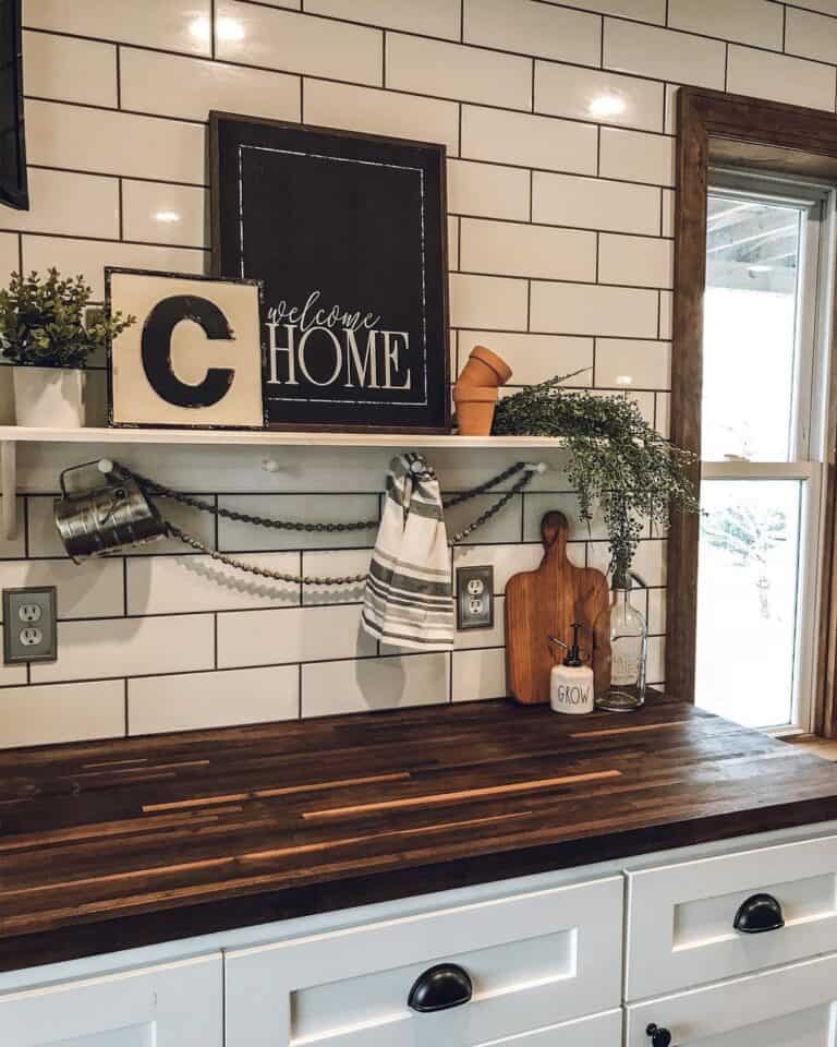 Farmhouse Kitchen with Butcher Block Countertops