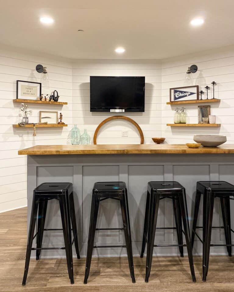 Modern Farmhouse Basement Bar