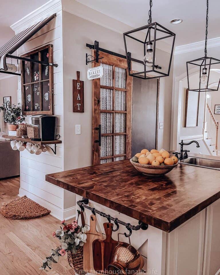 Fantasy Coffee Shop in a Butcher Block Farmhouse Kitchen