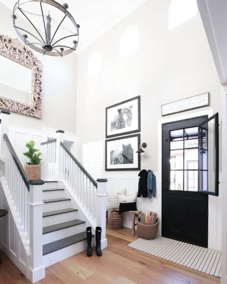 Bronze Wagon Wheel Two-story Foyer Lighting