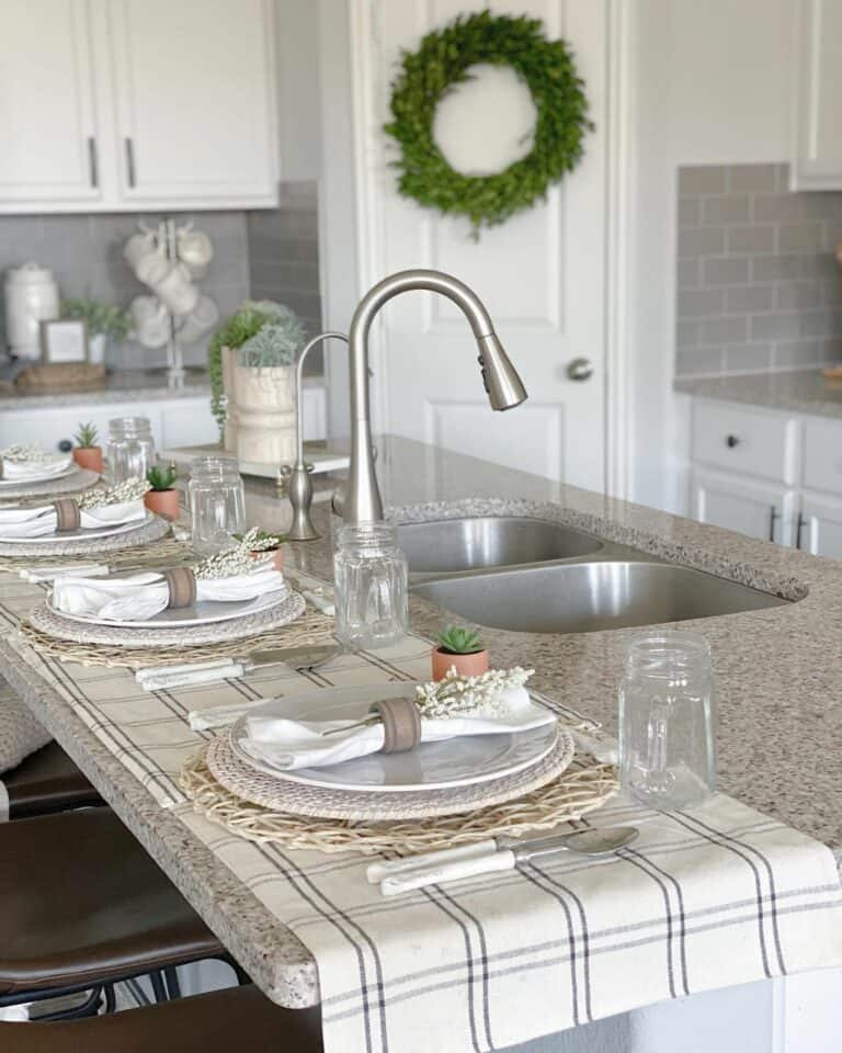 Simple Farmhouse Kitchen Island Everyday Table Setting