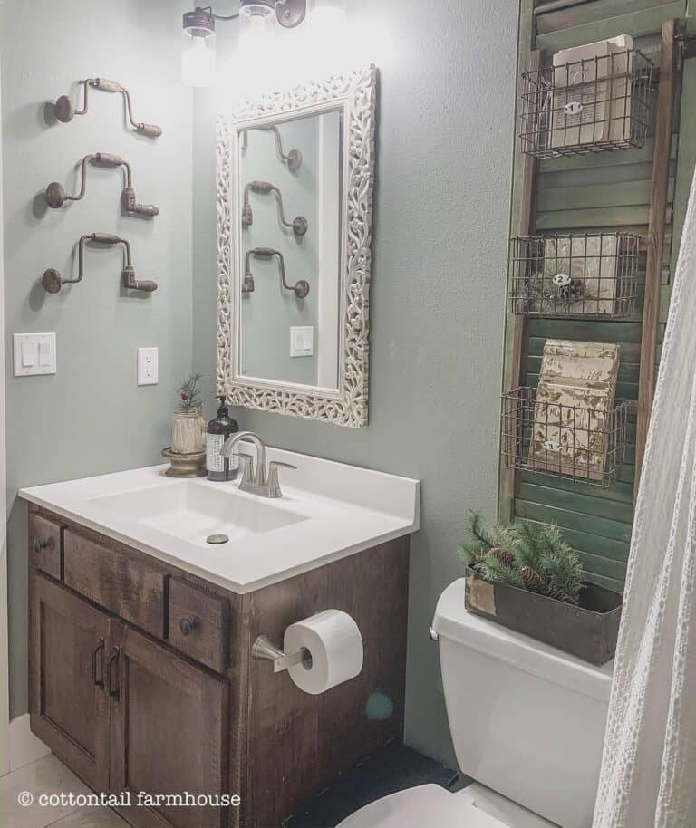 Hand Drills on a Grey Bathroom Wall