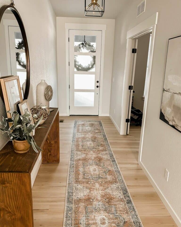 Glass Paneled Door Brightens Entryway
