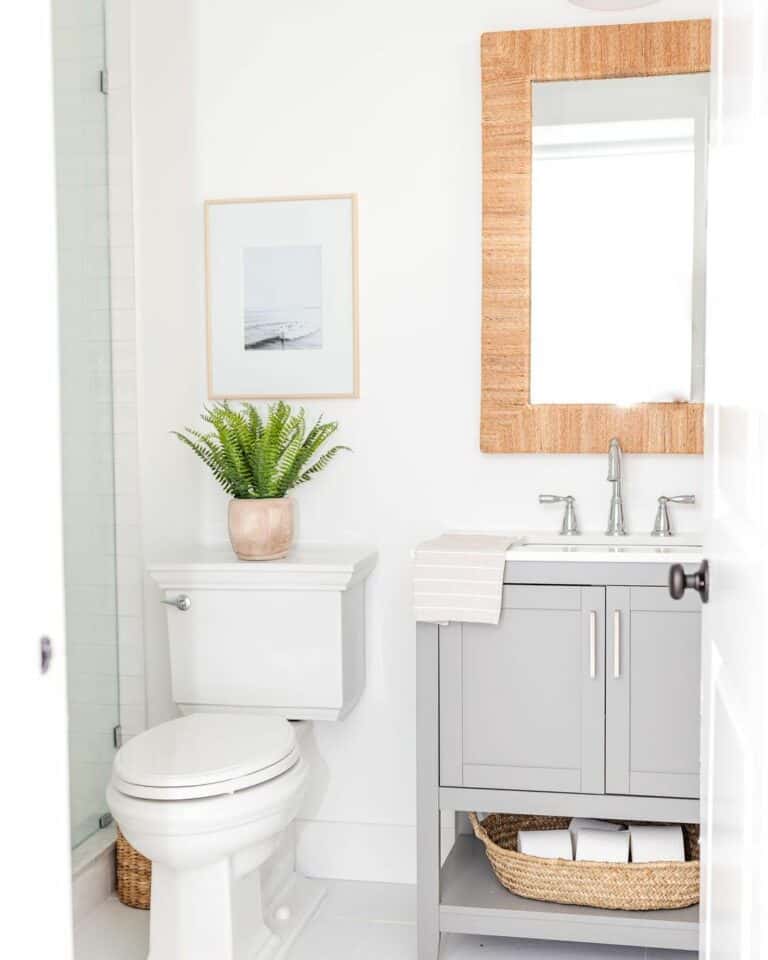 Gray Shaker-style Vanity With Accent Mirror
