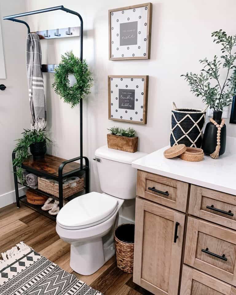 Vintage Shoe Rack in Bathroom Corner