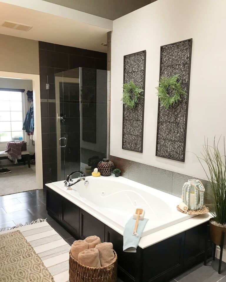 Modern Farmhouse Wall Panels Above Bathtub
