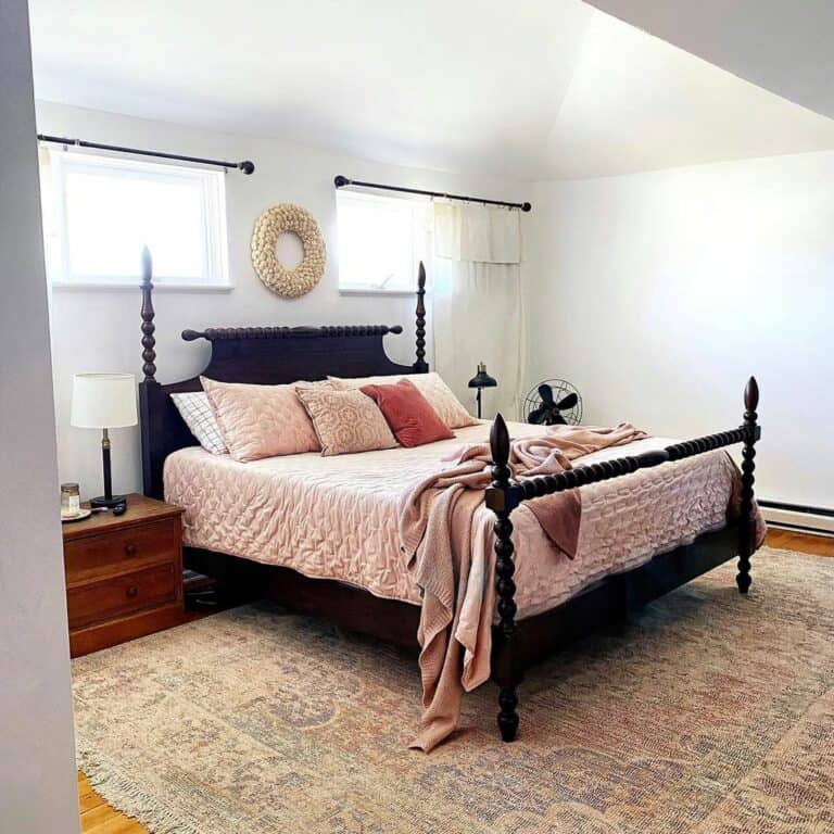Simple Neutral Master Bedroom With Black Bed Frame