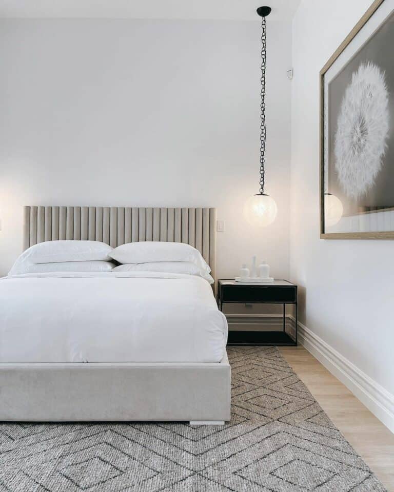 Pristine White and Gray Large Master Bedroom