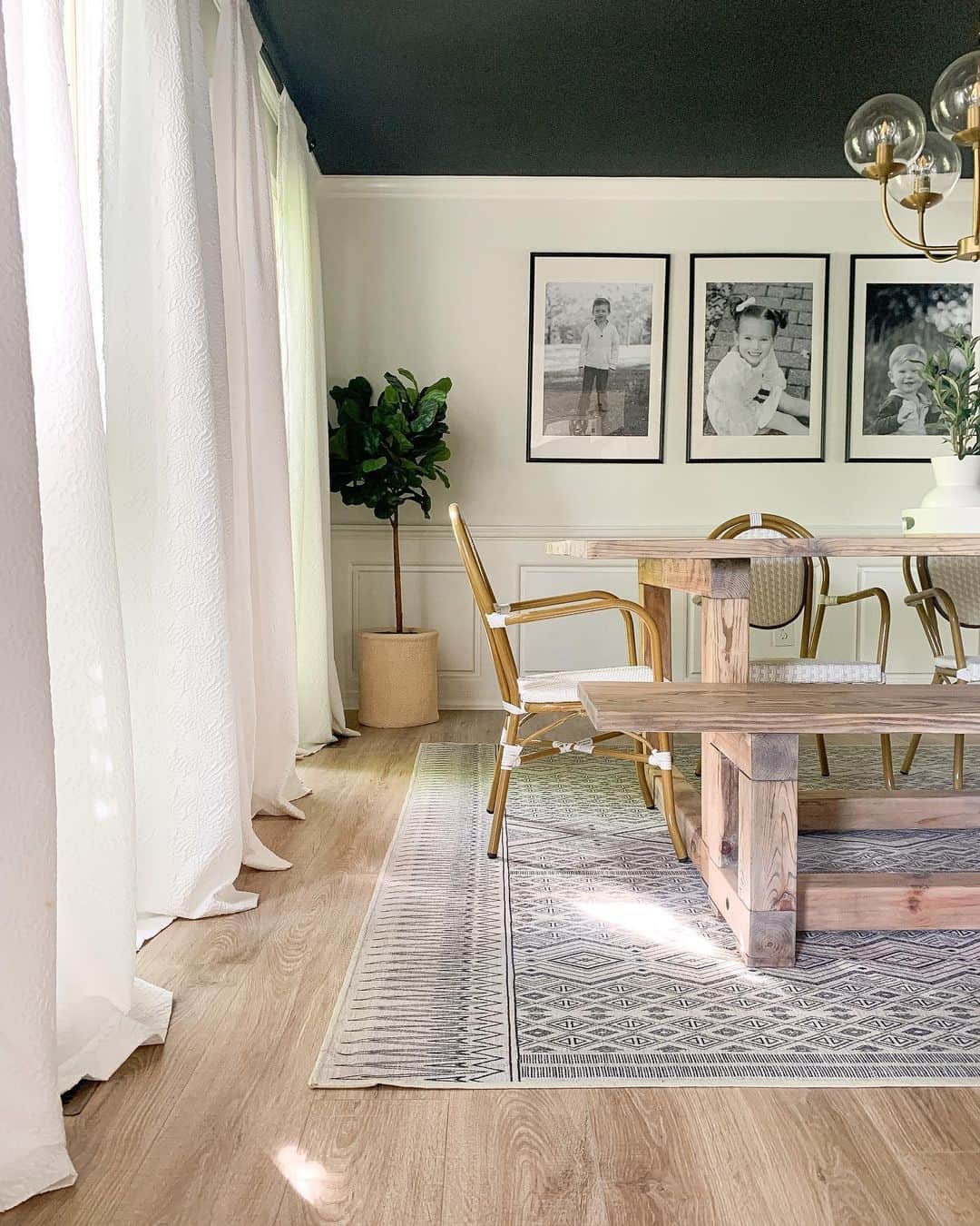 Modern Farmhouse Dining Room Wall With Large Framed Photographs
