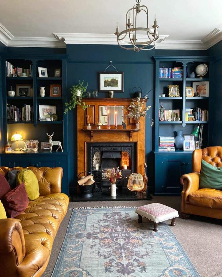 Moody-Meets-Warm Living Room