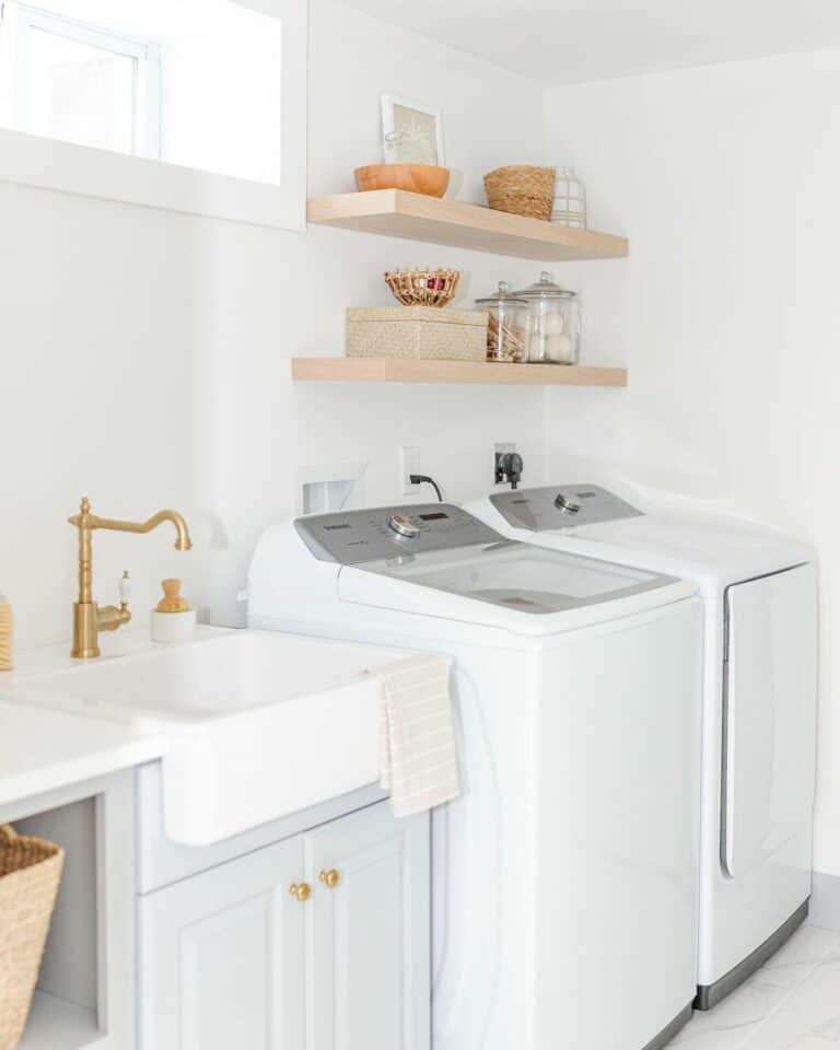 Clean and Elegant Laundry Room with a Sink