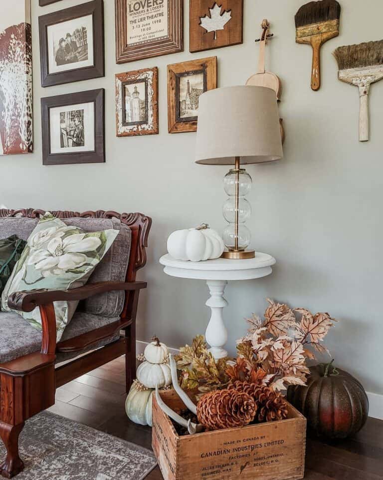 Gray Wall With Wood Frame Photo Gallery