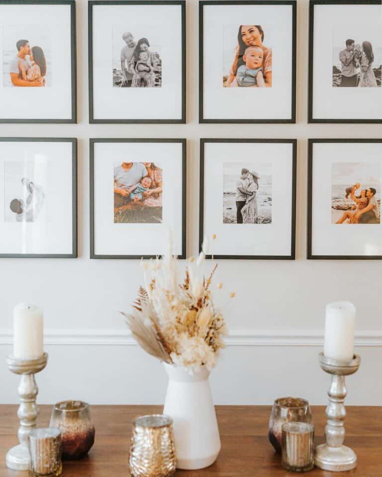 Family Pictures in Black Frame Gallery Wall