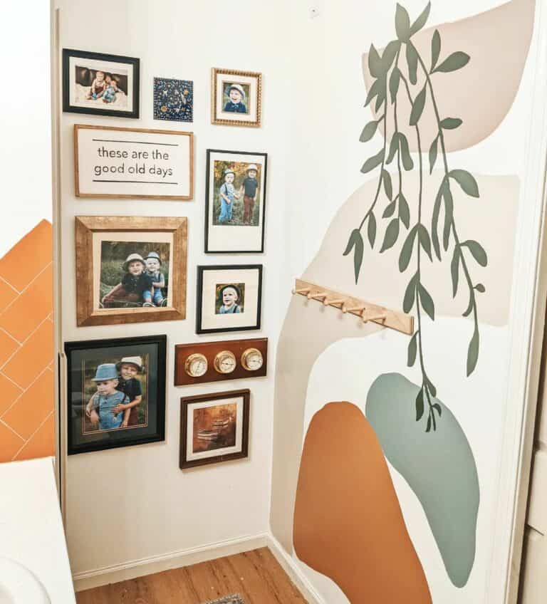 Bathroom Corner With Mixed Media Gallery Wall