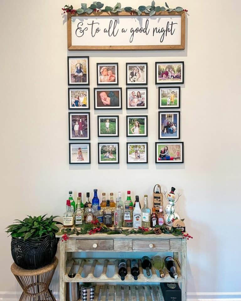 Wine Bar With Black Photo Display